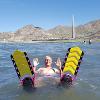 Great Salt Lake, UT - MaxAir floats, along with everything else, in the Great Salt Lake.